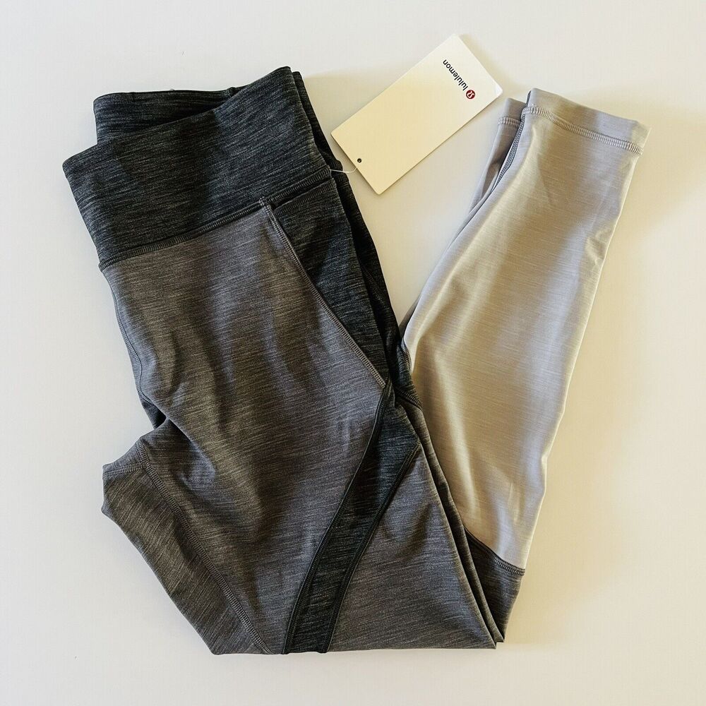 LULULEMON ATHLETICA Heathered Black Early Extension HR Tight 28" Leggings -US 12